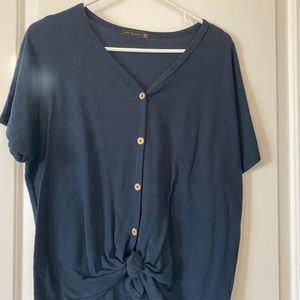 Navy Blue Waffle Top